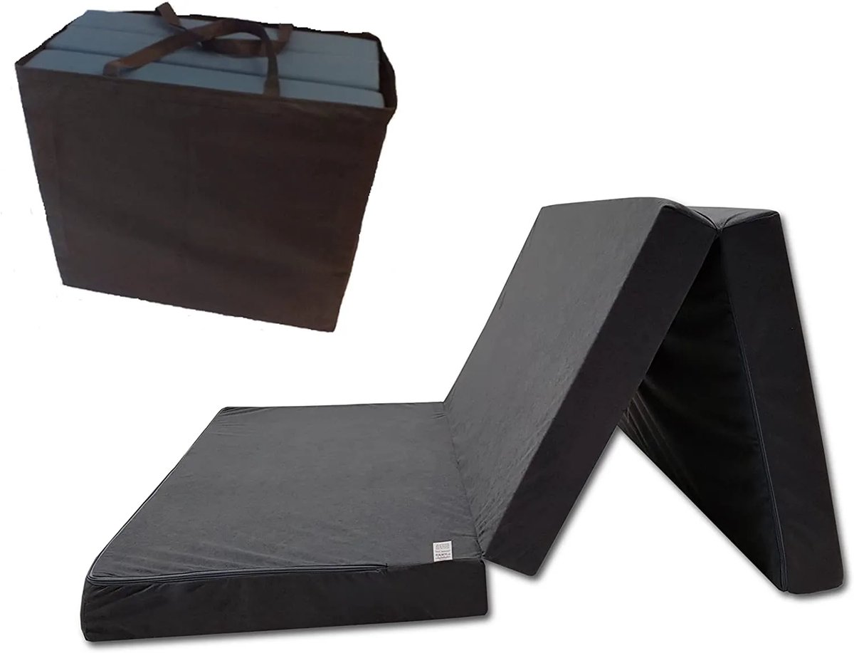 Opvouwbaar Logeermatras 80 x 200 x 10 cm – Schuim Matras met Afneembare Hoes, Compact en Draagbaar, Perfect voor Gasten, Camping en Thuisgebruik, grijs