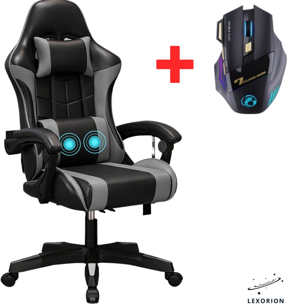 Hefei Gaming Stoel Ergonomisch met Gratis RGB Muis - Grijs - Hefei Ownswing Houseware Co.,ltd - €79,95