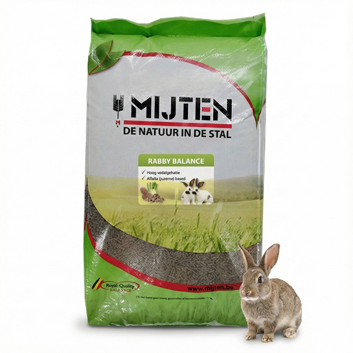 Mijten Rabby Balance - Konijnenvoer Korrel - Volledig Knaagdierenvoer - Uitgebalanceerde Konijnenkorrel - Natuurlijke Ingrediënten - 20kg