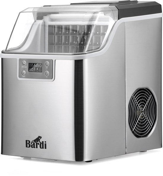 Bardi 3,2L Deluxe IJsblokjesmachine - Vierkante IJsblokmaker - LCD Display - 20Kg/24 uur. inclusief Thermosbeker en IJsschep- RVS van Merkloos — afbeelding 2