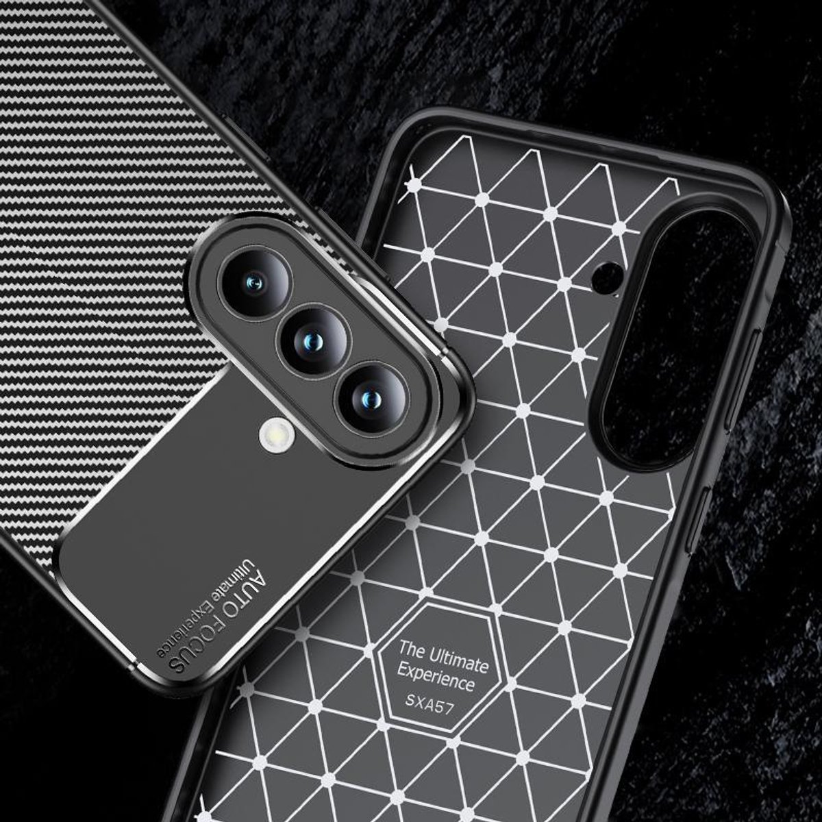 Carbon TPU Bescherm-Hoes Skin geschikt voor Samsung Galaxy A57 - Zwart