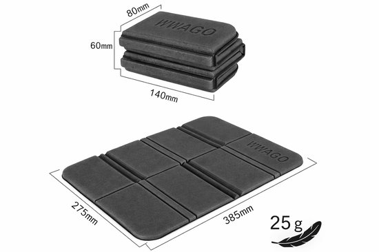 Zitmatje - Wandel zitmatje - Kampeer zitmatje - Opvouwbaar zitmatje - Camping zitmatje - Strand zitmatje - Reis zitmatje - Zwart - Lichtgewicht - Opvouwbaar - Waterdicht - Isolerend van Merkloos — afbeelding 3
