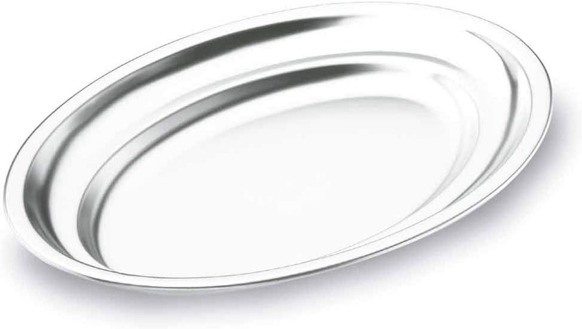 Ovale Serveerschaal - Diepe Schaal - Voedsel Bereiden - Vaatwasserbestendig - 50 cm - Zilver