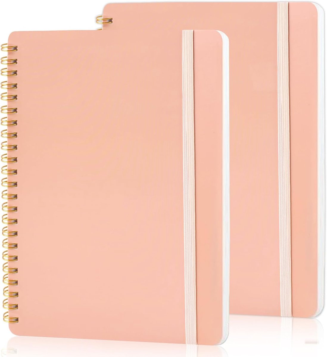 Spiral Notitieboek - Schrijfblok Agenda - Werk Studie Dagboek - Waterdichte Kaft Dubbele Ring - 21x15 cm - Roze