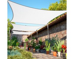 Schaduwzeil Rechthoek - Zonnedoek Waterdoorlatend - Buiten Creëren - Op Maat Gemaakt - 3.66x7.32 Meter - Wit