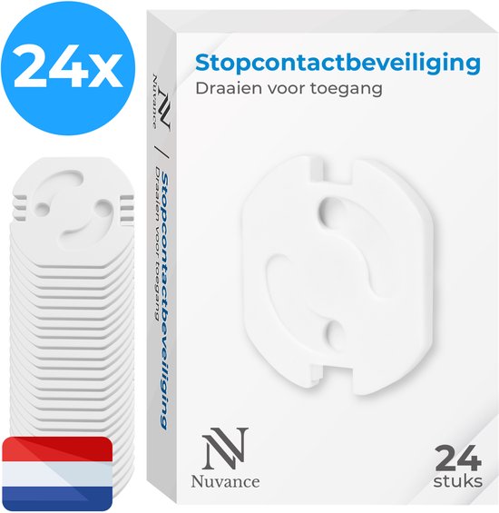 Nuvance Stopcontactbeveiliging - 24 Stuks - Kinderbeveiliging - NL - Stopcontact Beveiliging - Wit