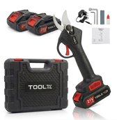 TOOLX Elektrische Snoeischaar - Takkenschaar - Tuinschaar - 30mm Snijdiameter - Inc. Opbergkoffer en 2 accu's