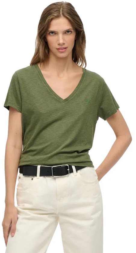 Superdry - Studios Slub T-shirt met Borduursel - Dames - T-shirts