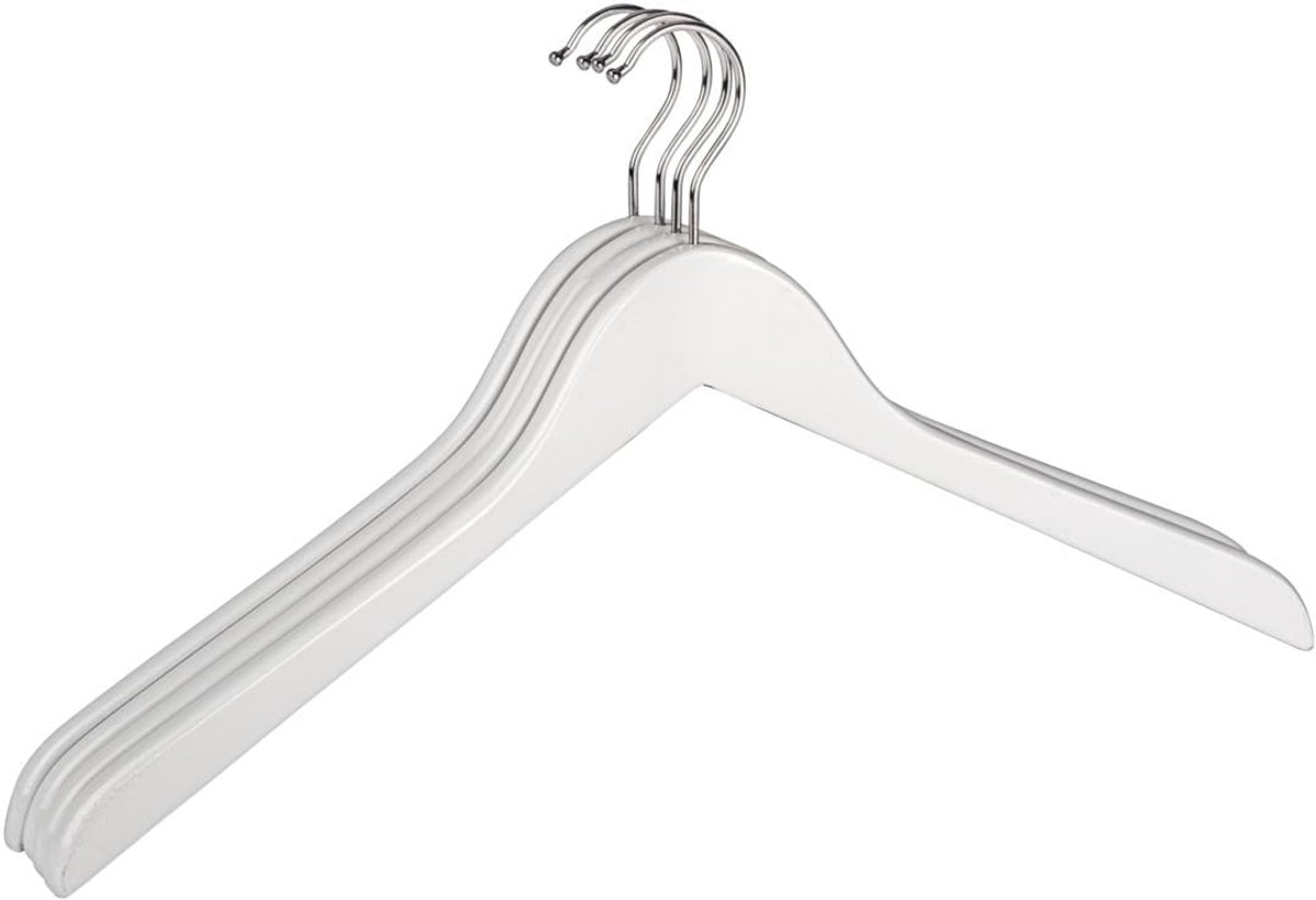 Vormige Hangers - Kledinghangers Hout - Garderobe Organiseren - Set van Vier - 44 x 23 cm - Wit