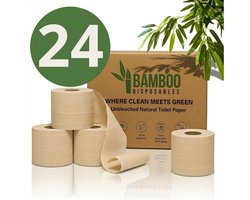 WC Papier Ongebleekt - 2 Laags Bamboe Toiletpapier - 24 SuperRollen - 300 vellen per rol - Natuurlijk Zacht - Duurzaam