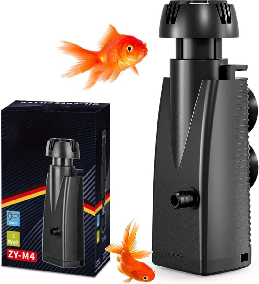 Aquarium Oppervlakte Skimmer - Wateroppervlak Filter - Helder Aquarium Water - Biologische Spons Filtering - Tot 350 Liter