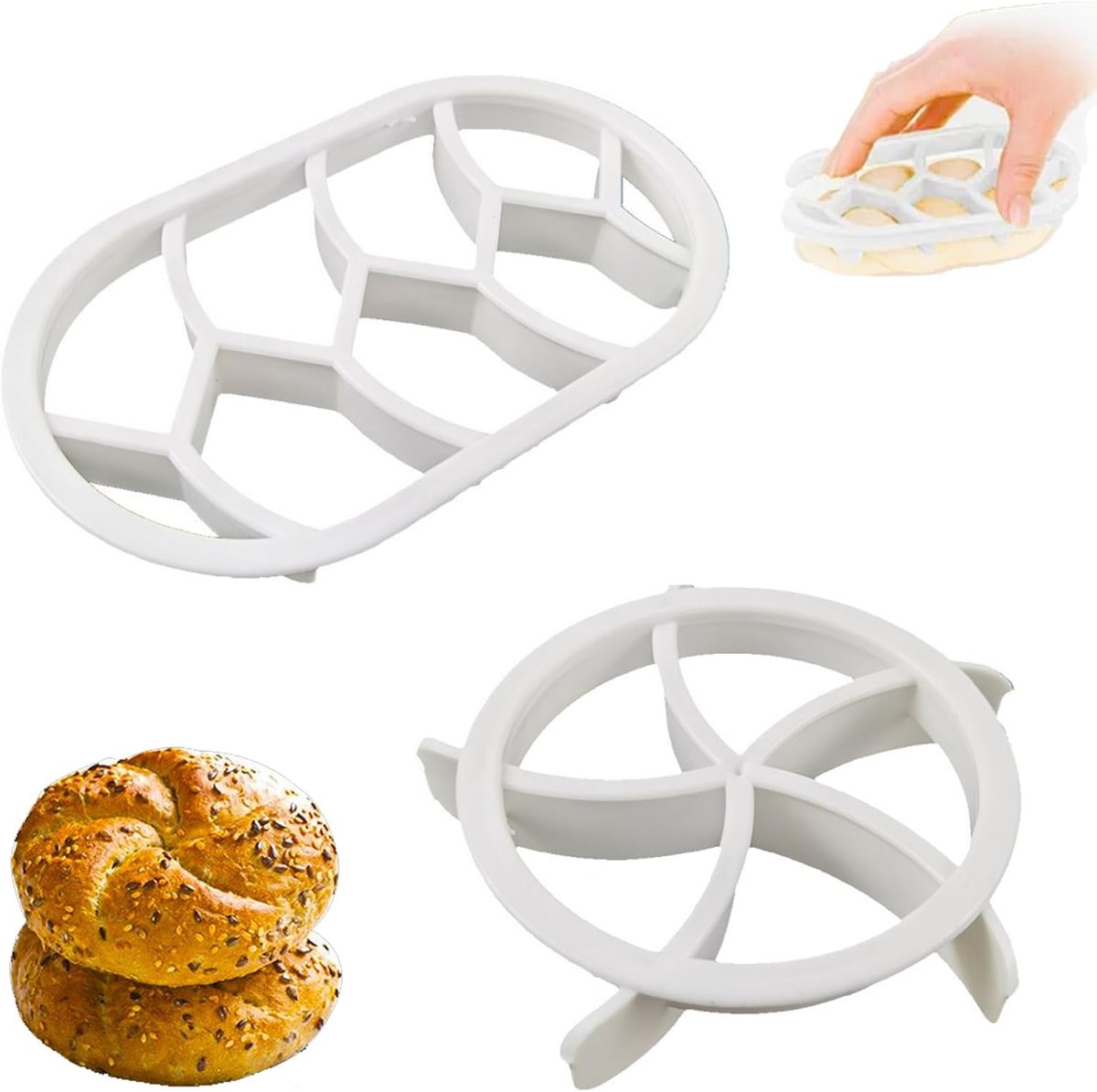Broodstempel Set - Koekjesvorm - Brood Decoreren - Twee Vormen - 9 x 16 cm - Wit