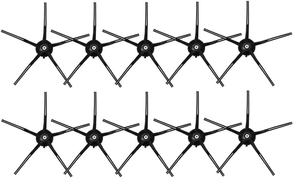 10 stuks zijborstels geschikt voor Roborock S5 Max S50 S6 Pure S6 MaxV stofzuiger (zwart)