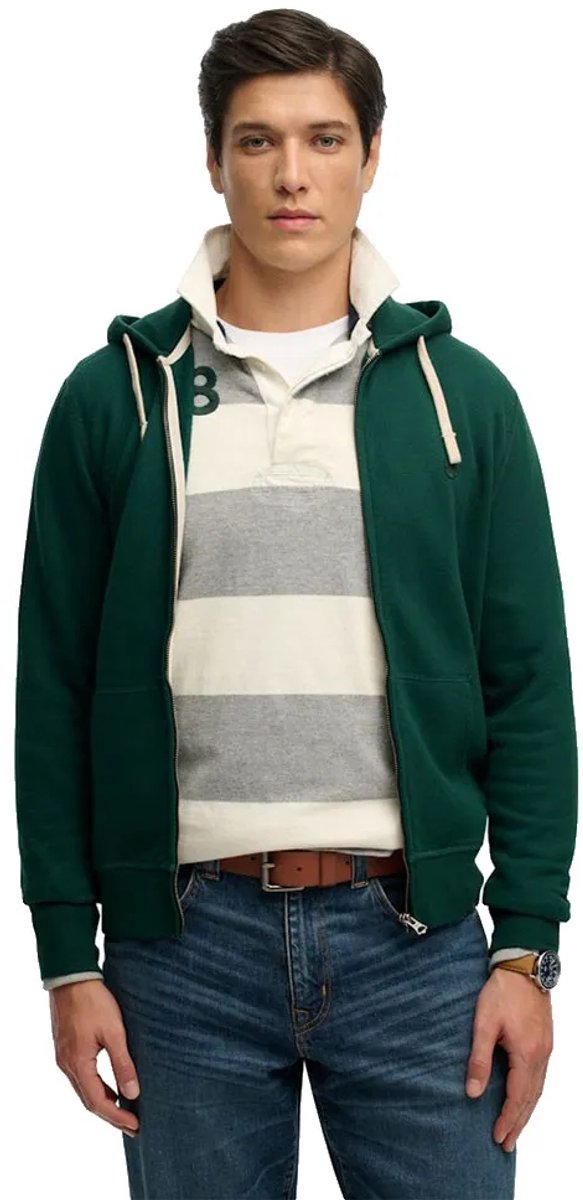 Superdry Monogram Geborduurde Zip Hoodie Heren Hoodies Groen