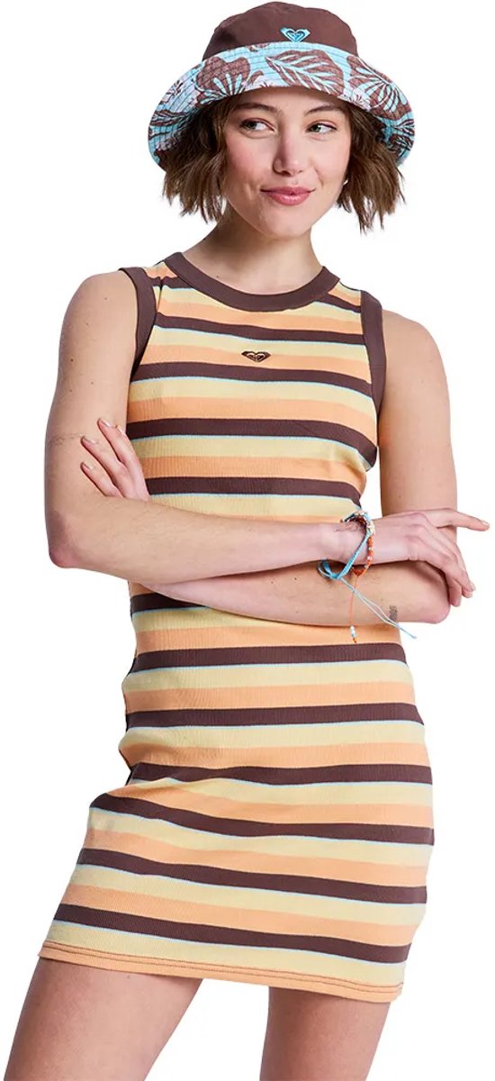 Roxy Iconic Days Stripes Mouwloze Jurk Veelkleurig XS Vrouw French Roast Hey Day S
