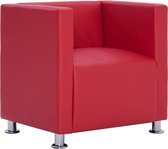 Fauteuil Kunstleer Rood met Armsteun / Loungestoel / Lounge stoel / Relax stoel / Chill stoel / Lounge Bankje / Lounge Fauteuil - Luxe Fauteuil