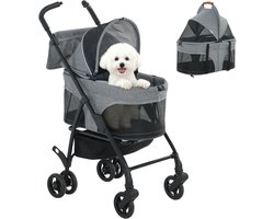 PawHut Hondenbuggy - Oxfordstof, Metaal - 69 x 47 x 101 cm - Grijs