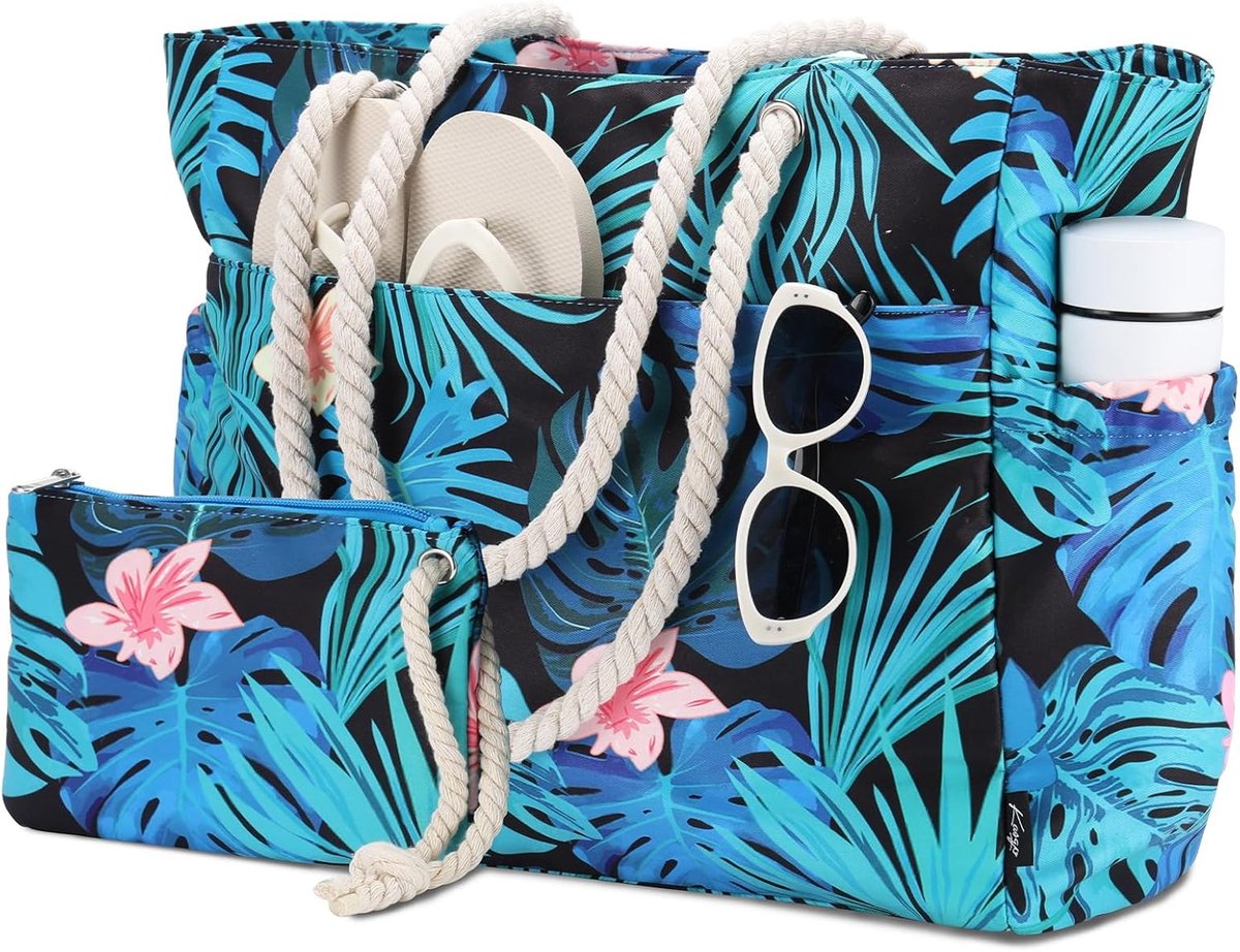 Strandtas Grote - Strandtas Vrouwen - Zomerse Uitjes - Zandbestendig Ritsvak - 42x38cm - E