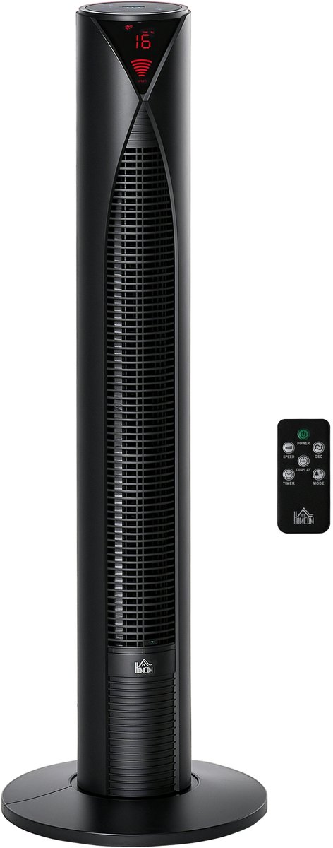 HOMCOM Torenventilator - ABS - 31,5 x 31,5 x 96 cm - Zwart
