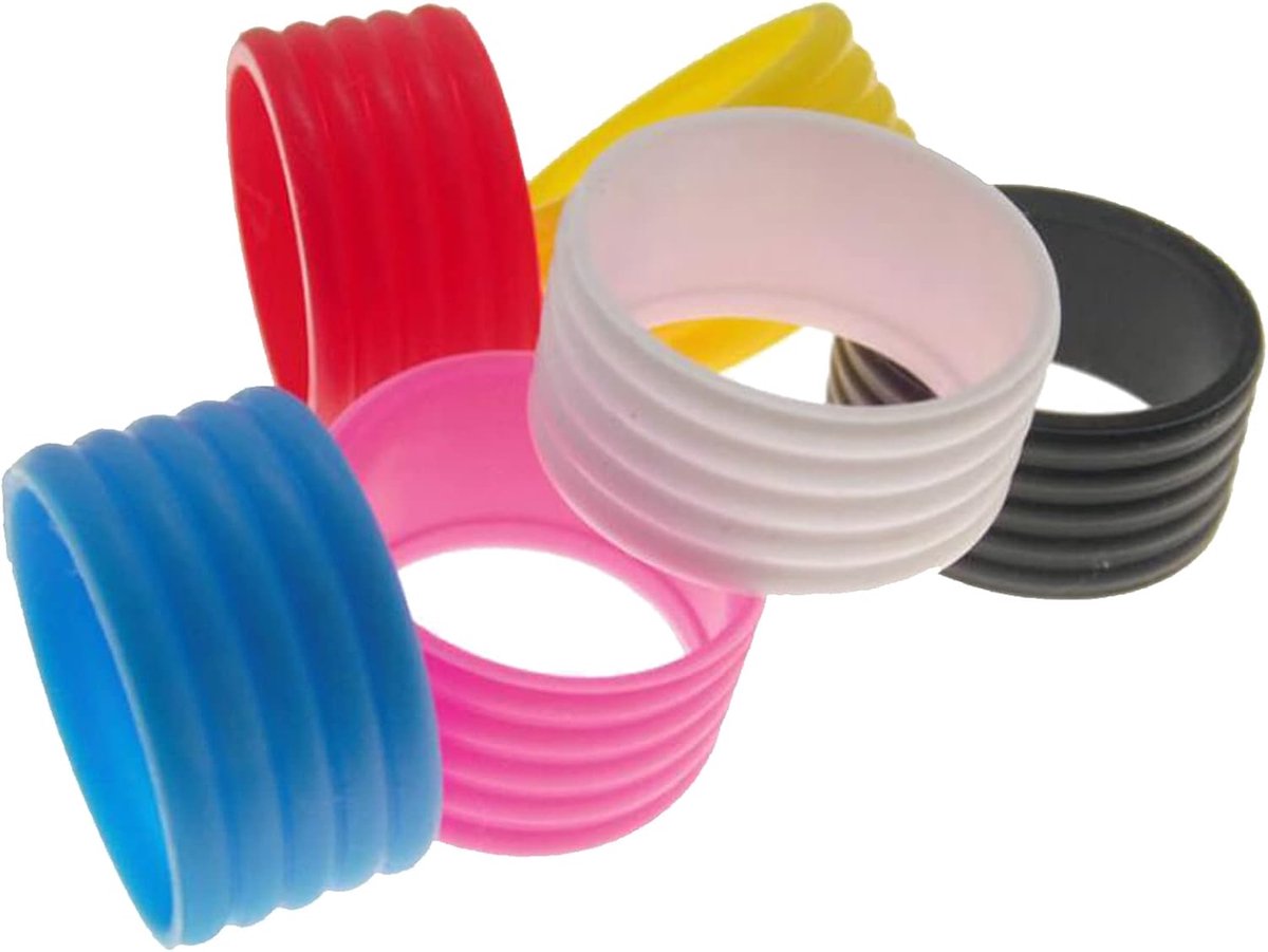 Racket Grip Ringen - Handvat Beschermers - Tennis Stabiliseren - Zes Stuks Set - 25mm Diameter - Meerdere Kleuren