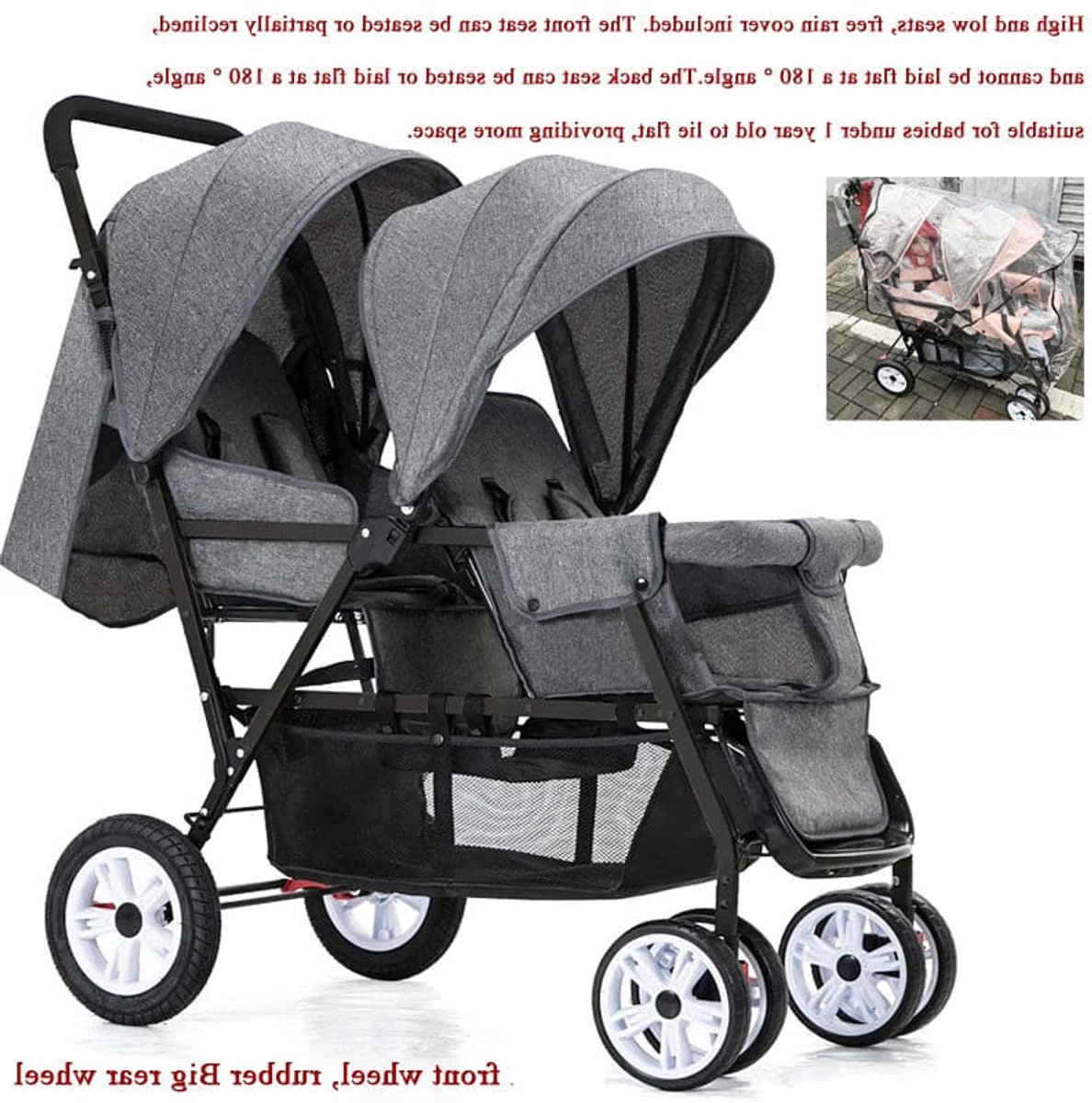 Corvance Duo Kinderwagen met 2 Omvormbare Zitjes en Reiswiegjes - Corvance - €233,99