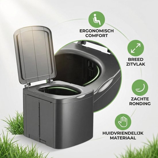 Opvouwbaar Camping Toilet met Handgreep & Opbergruimte - XL Draagbaar Toilet 150kg - Inclusief Toiletrolhouder - Compact Reistoilet van Merkloos — afbeelding 3