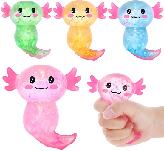 4 Pièces Squishy Sparkle Funny Squeeze Sensory Anti Stress Jouet dans 4 Couleurs avec Animaux pour Enfants et Adultes