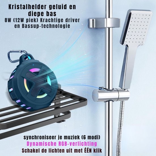 MIRA® Douche Speaker - Badkamer Speaker - Douche Speaker Bluetooth - Zwart - 11cm x 10cm x 6cm van mira — afbeelding 2