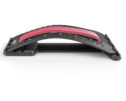 MAXXMEE rugbrug met acupressuur- en magneetpunten | Rug- en lendenstrekkers | Rugmassageapparaat bij spierspanningen | Fitness-rugstrekkers | incl. wervelkolombescherming (zwart/rood)
