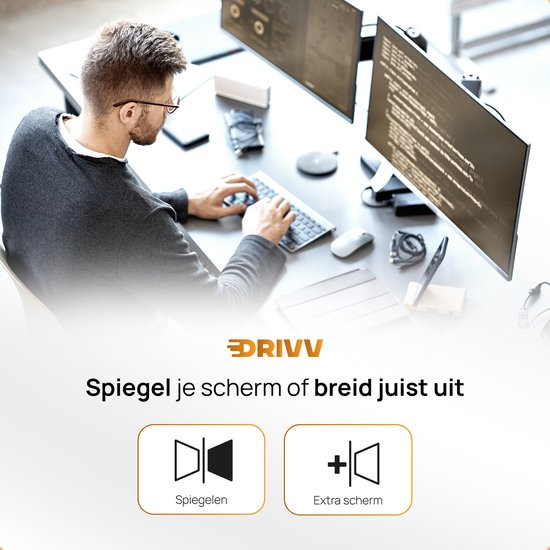 Drivv. Premium HDMI Kabel 2.1 - Ultra HD - 8K 60Hz - 4K 120Hz - Geschikt voor gameconsoles - HDMI-kabels - 2 meter - Oranje