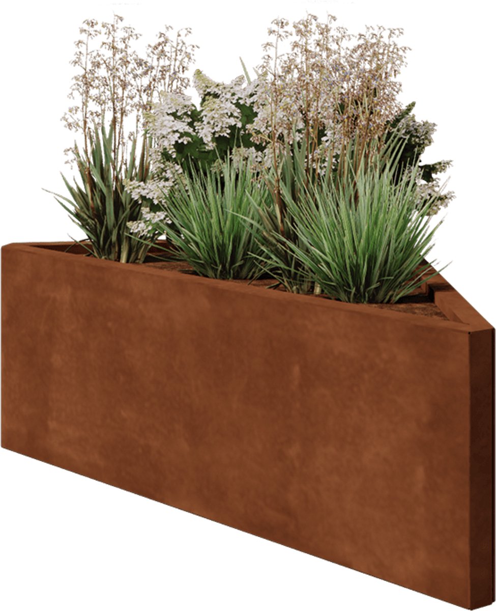 Cortenstaal plantenbak - Driehoek ongelijkzijdig - 112,2x60,5x40cm - Roestkleur - MySteel
