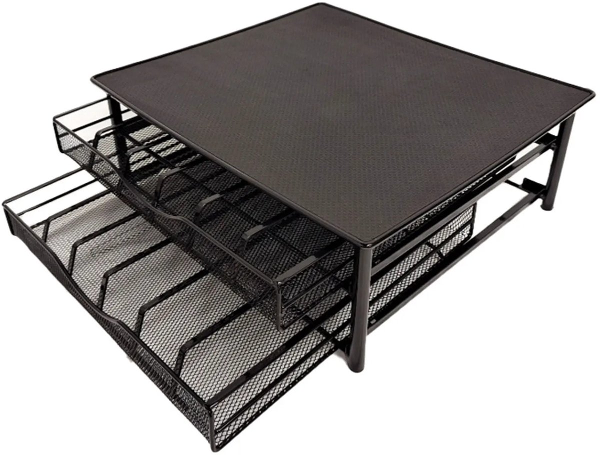 Koffiecapsule houder met 2 laden - metalen opbergdrawer voor 72 Dolce Gusto capsules - zwart