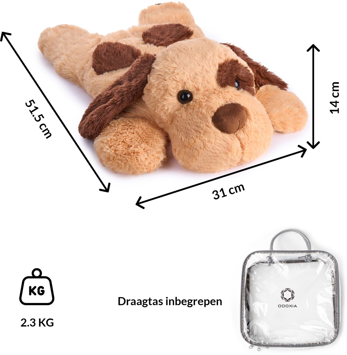 Verzwaringsknuffel Hond 2,3 KG - Weighted Stuffed Animal - Verzwaringsknuffel Volwassenen - Verzwarings Knuffel - Antistress Knuffel - Verzwaringsknuffel Kind Therapeutisch Speelgoed, Machinewasbaar - Ideaal voor Stressverlichting en Focus — afbeelding 7