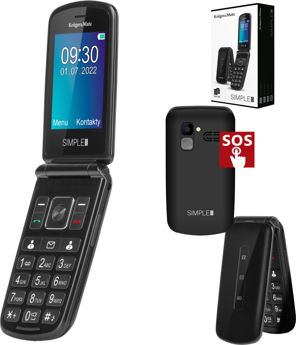 Krüger&Matz Simple 929.1 - Vaste Telefoon - Groot Scherm - Knop SOS - Dual SIM