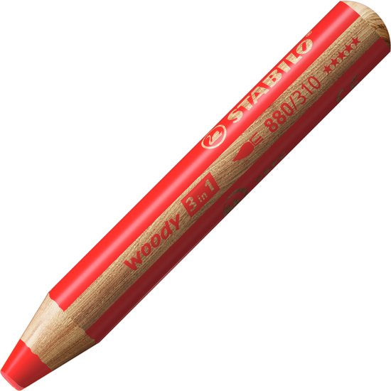 STABILO woody 3 in 1 - Multi Talent Kleurpotloden - Etui Met 6 Kleuren + puntenslijper