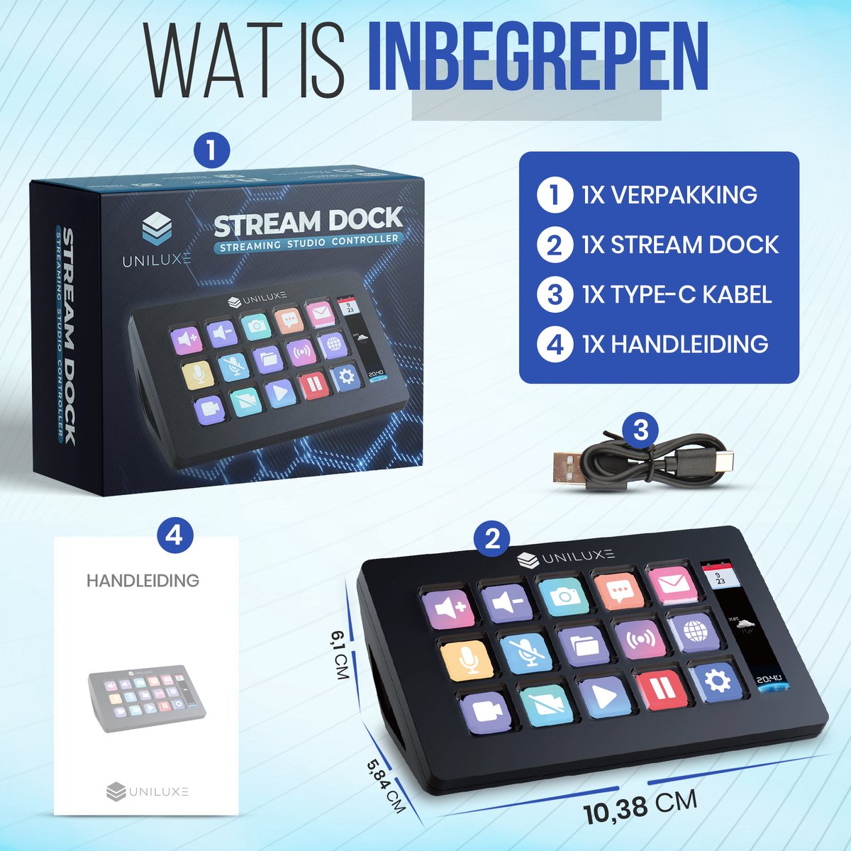 Uniluxe Stream Dock - 15 LCD-toetsen programmeerbare macro keyboard thumbnail 5