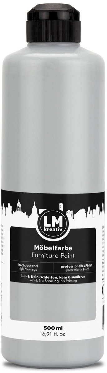 LM-Kreativ meubelverf – middelgrijs 500 ml – zijdeglans