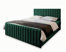 Boxspring ARION 180x200 cm met matras en topper, bedkasten - Groen