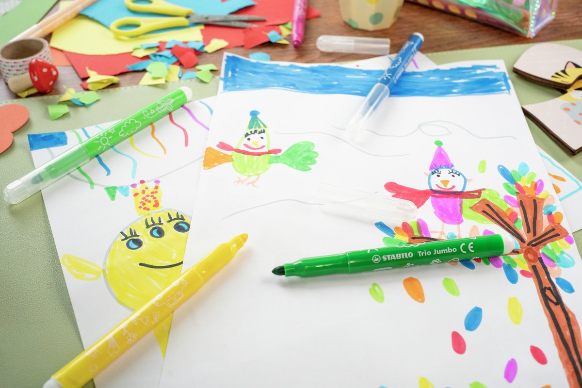 STABILO Trio Jumbo - Viltstift - Met Extra Dikke Punt 3,0 mm - Etui met 12 kleuren — afbeelding 6