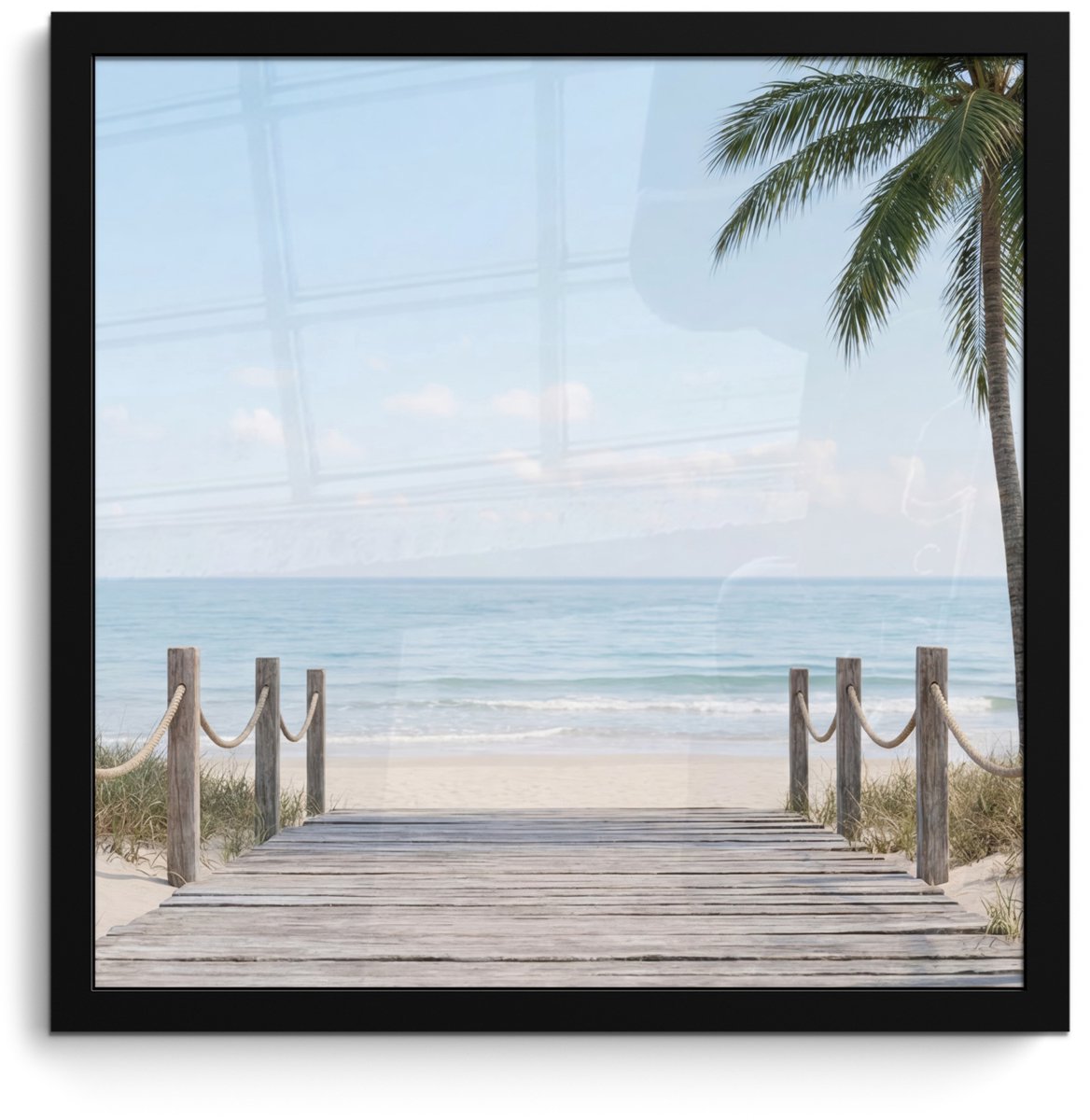 FrameYourWall Poster in lijst - Fotolijst 40x40 cm - Posters - Palmbomen - Pad - Horizon - Posterlijst zwart - Decoratie - Wanddecoratie woonkamer - Muurdecoratie slaapkamer