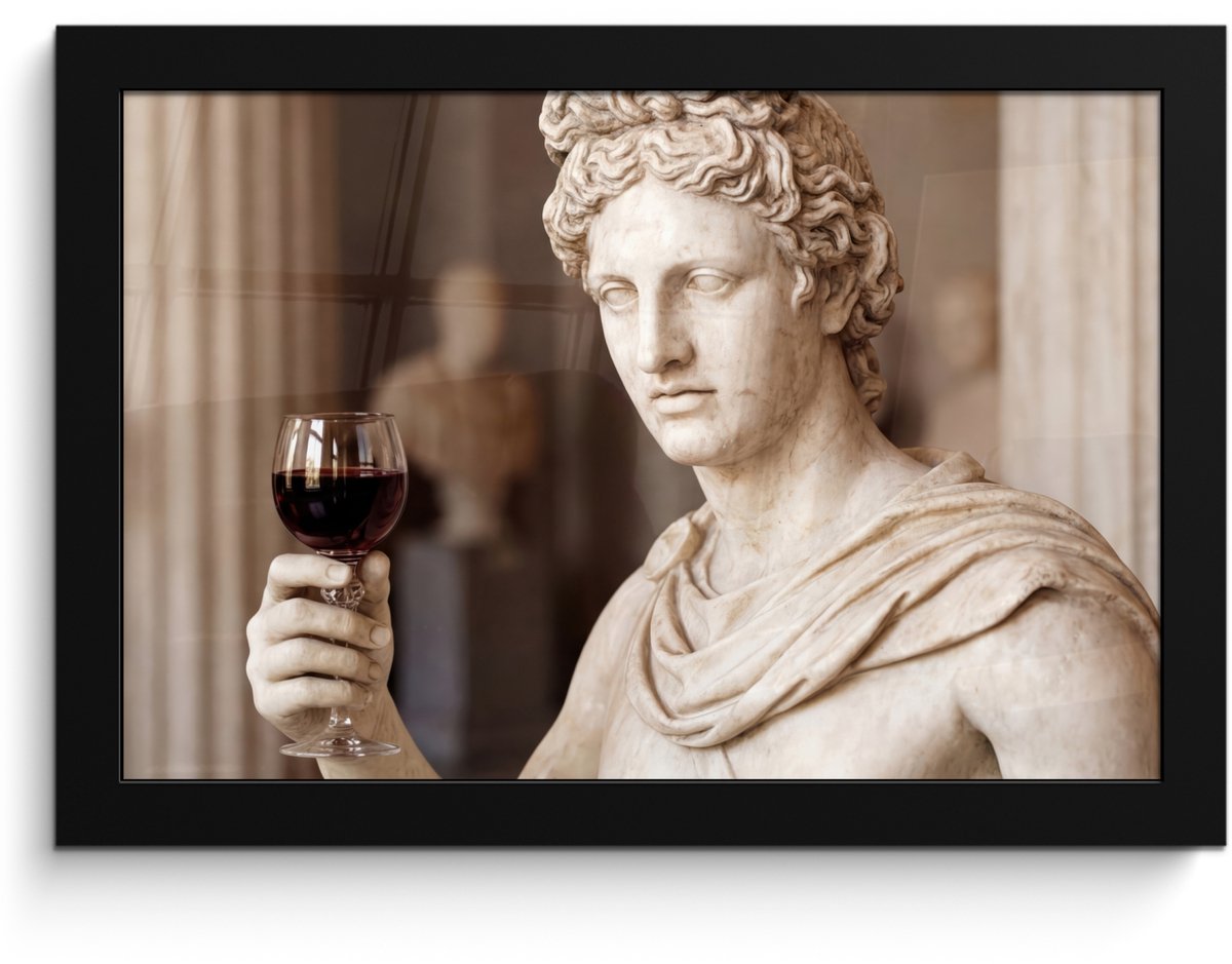 FrameYourWall Poster in lijst - Fotolijst 30x20 cm - Posters - Klassiek - Marmer - Wijn - Posterlijst zwart - Decoratie - Wanddecoratie woonkamer - Muurdecoratie slaapkamer
