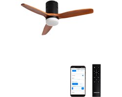 CREATE - Plafondventilator 40W silent 100% hout - S - Met licht - WIFI - WIND CALM NATURAL WOOD