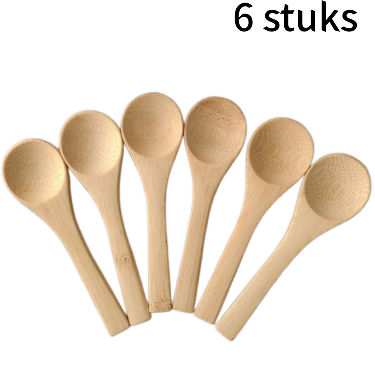 6 stuks houten lepels - houtskoolbehandeling - voor melkpoeder en thee - 10CM - naturel