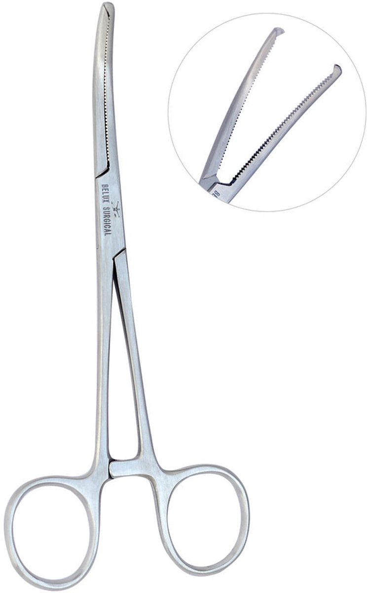 Belux Surgical Instruments – Kocher-Ochsner Klem Gebogen 16 cm – Chirurgische Hemostatische Tang – RVS (AISI 420) – Met Tand – Herbruikbaar & Autoclaveerbaar