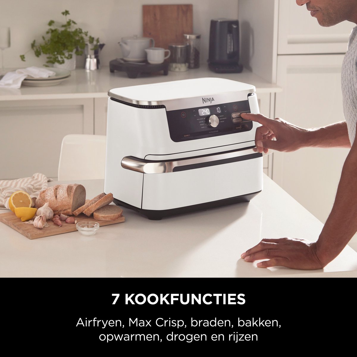 Ninja Foodi FlexDrawer Mega Dubbele Airfryer XXL - 10.4 Liter - Twee Kookvakken of Één MegaZone - Heteluchtfriteuse - Wit - AF500EUWH — afbeelding 7