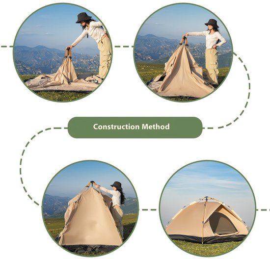 Snel Opzetten Campingtent 1‑4 Personen Waterdicht Lichtgewicht Ventilatie Kampeertent Outdoor van Merkloos — afbeelding 5