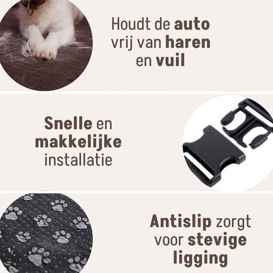 Houdt de auto vrij van haren en vuil, snelle en makkelijke installatie, antislip zorgt voor stevige ligging.