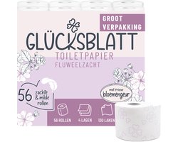 Glücksblatt Floral Toiletpapier 4-laags 56 Rollen x 130 Vellen - Ultra Zacht Fluweelcomfort met…
