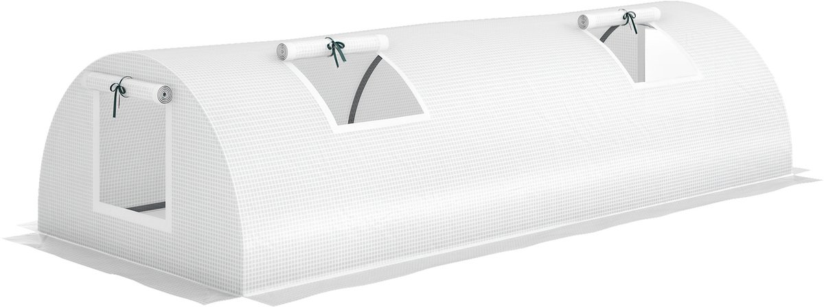 Tunnelkas Folie - Kweekkas 2 Meter - 200x80x45 cm - Met Gaasramen UV-bestendig - Voor Groenteteelt - Wit