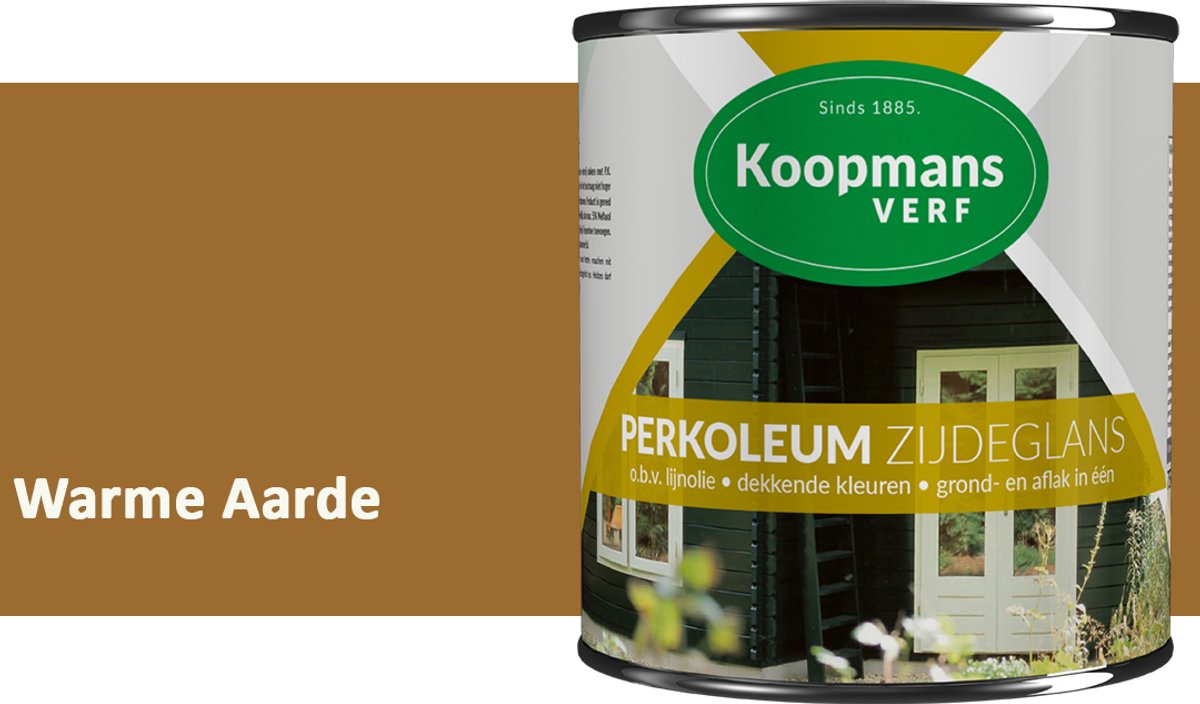Koopmans Perkoleum Zijdeglans Dekkend – Houtverf Buiten – Dekkende Beits voor Schutting & Gevel – Elastisch & Weerbestendig – 2,5 l – Warme Aarde